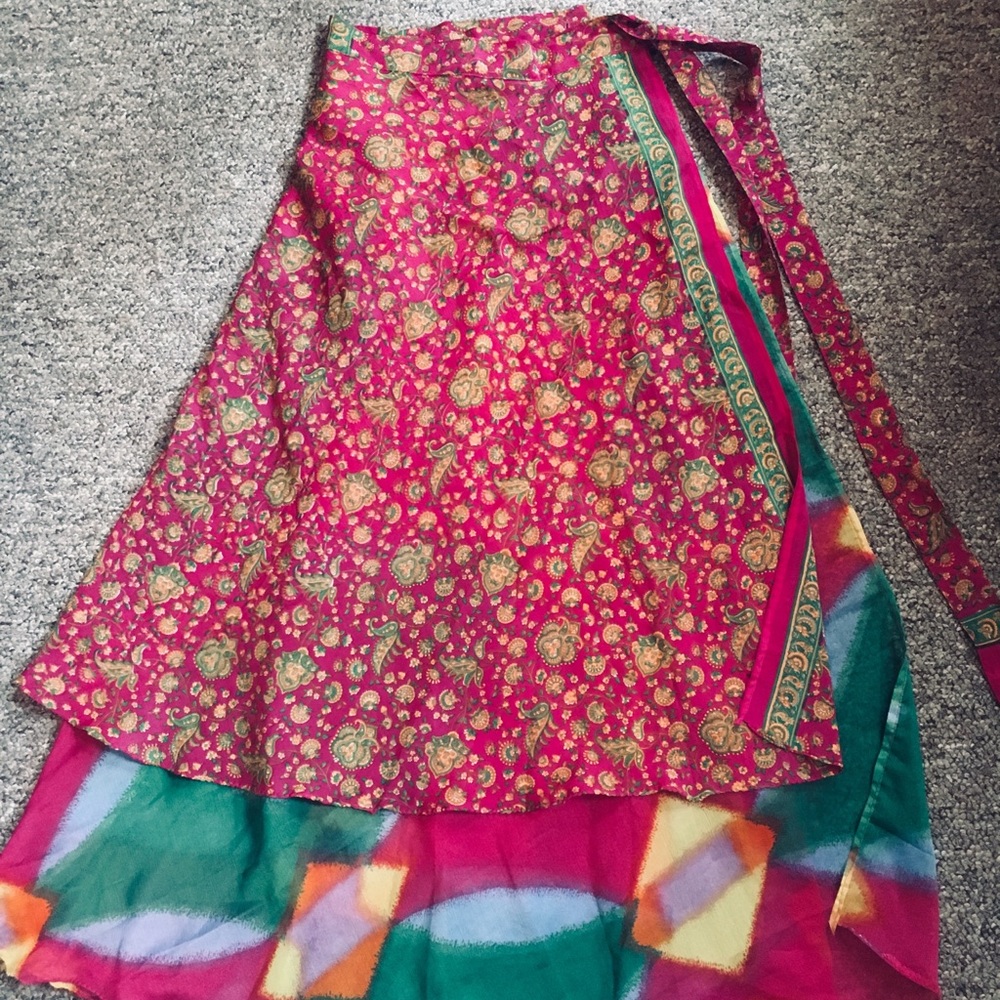 SARI WRAP INDIAN DOUBLE LAYER SKIRT